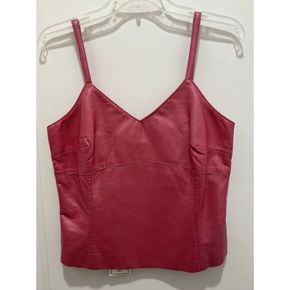 Margaret Godfrey 100% Leather Top Medium Pink Thin Straps Modern Edgy - Picture 1 of 10